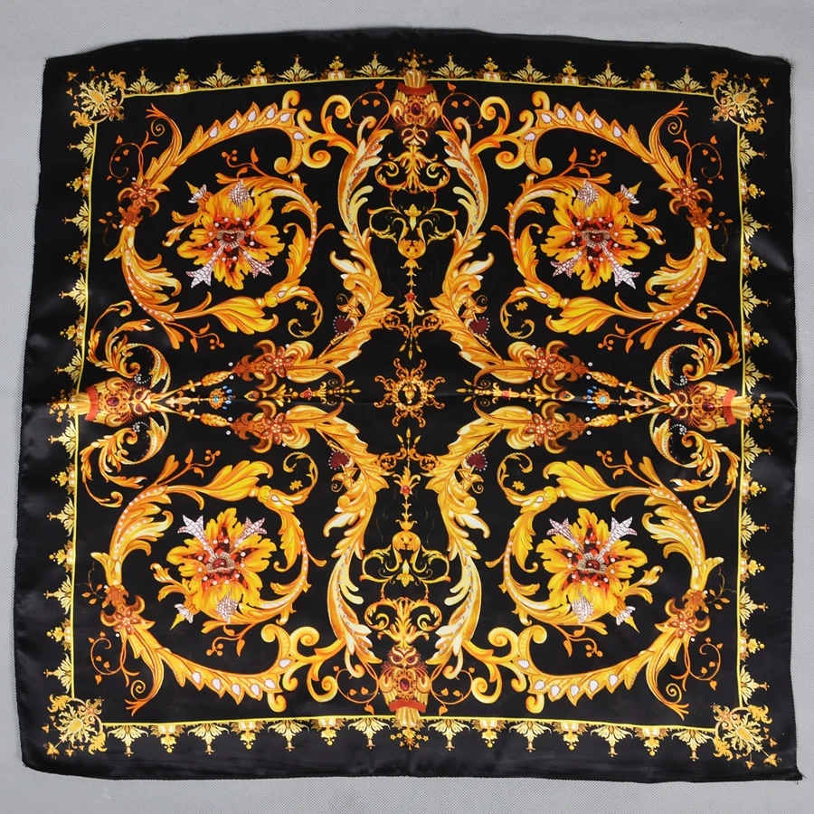 BYSIFA-bufandas cuadradas pequeñas estampadas para mujer, pañuelo de seda 100% Natural, de lujo, elegante, 53x53