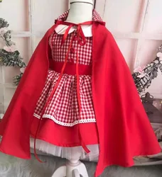 0-12Y Baby Girl Summer Little Riding Hood Turkish Vintage Lolita Princess Dress for Christmas Birthday Holiday Casual Eid C109