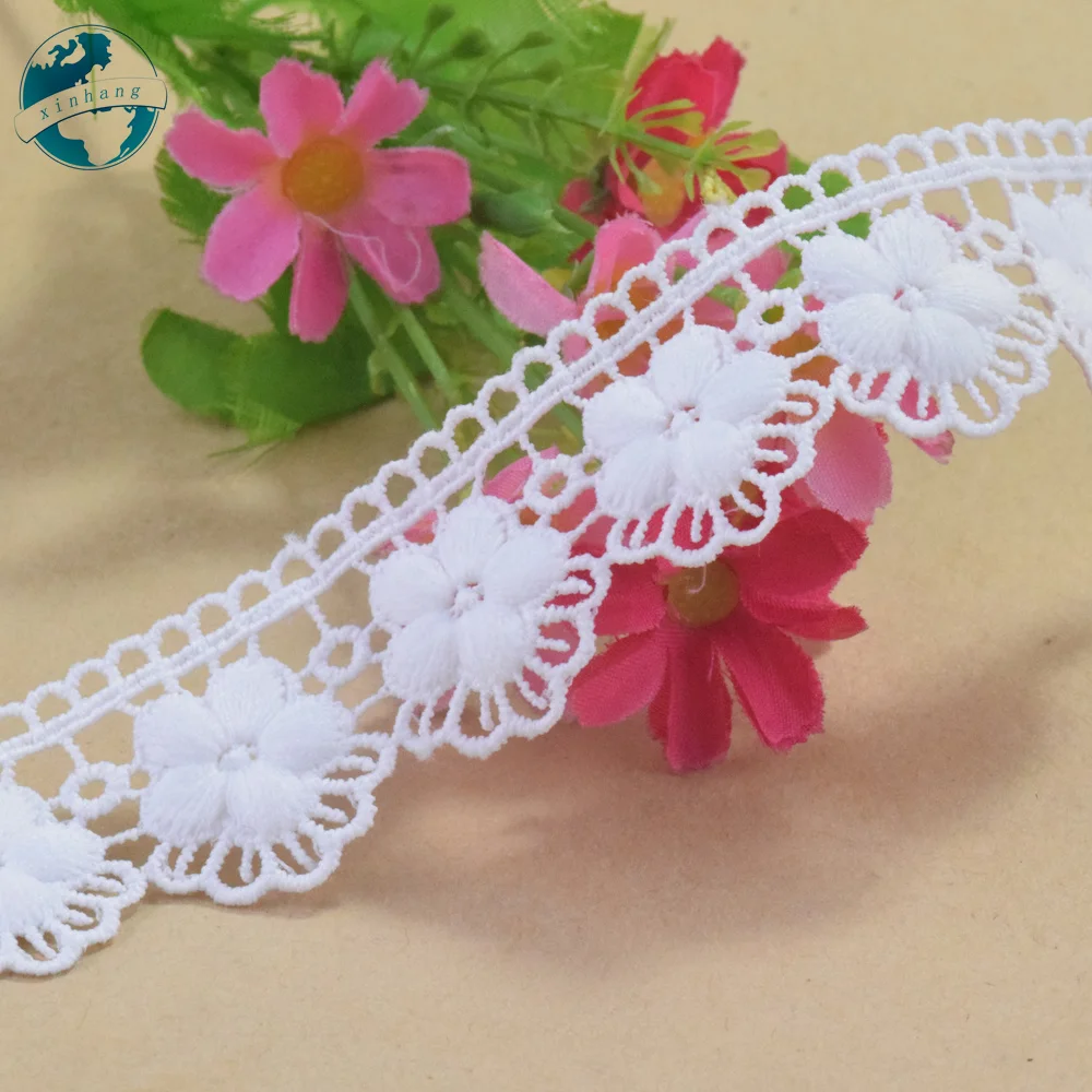 3cm White Polyester Lace Embroidery French Ribbon Fabric Guipure Diy Trims Warp Knitting Sewing Accessories Doll Dress#4343