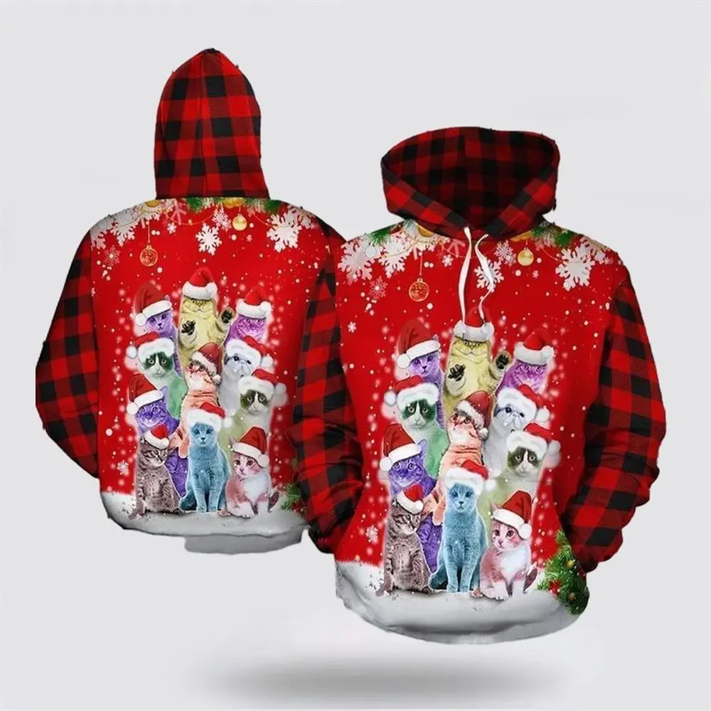 Men's casual hoodie Christmas element series 3D printed Christmas puppy print pullover fashion sweatshirt pullover hoodie unisex