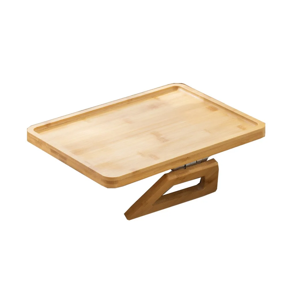 Space Saving Wooden Folding Sofa Table Clip-On Sturdy Couch Arm Side Holder Anti-slip High Load-bearing Capacity