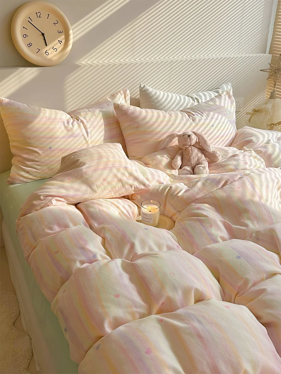 

Романтический комплект постельного белья из 100% хлопка с эффектом динамичного песка, двухслойный, 4 предмета, весенний, мягкий, для спальни, с балдахином