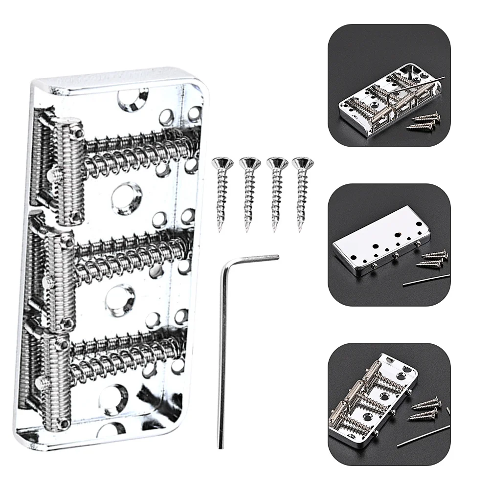 

1Set Electric Guitar Saddle Bridge Tailpiece Metal Tremolo Bridge System for Guitar Parts Durable Chrome Color Replacement