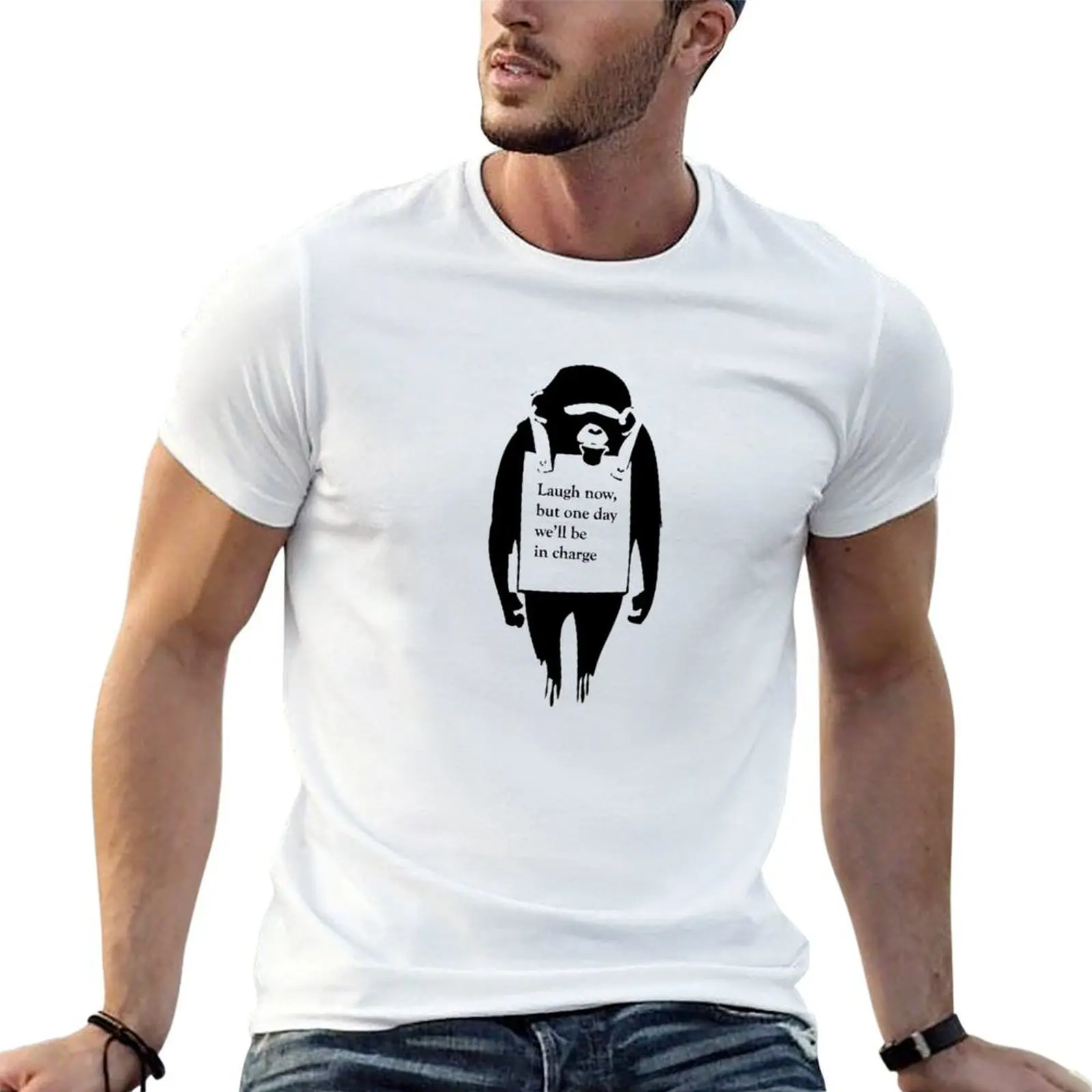 Laugh Now Chimp T-Shirt anime stuff summer clothes workout shirts for men