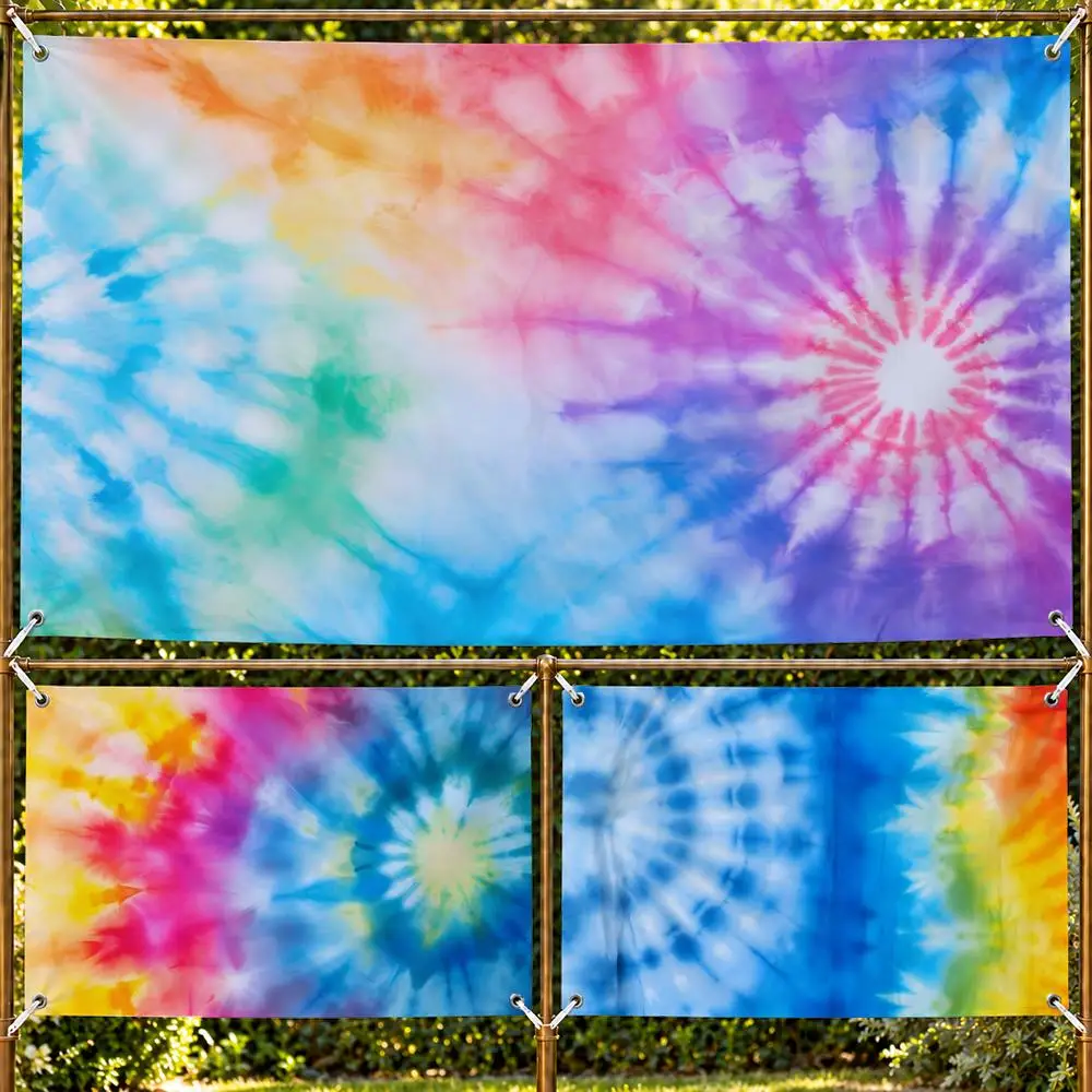 Tie Dye Pattern Flags Decorative Wall Hanging Banner Bedroom Dorm Music Room Garden Party