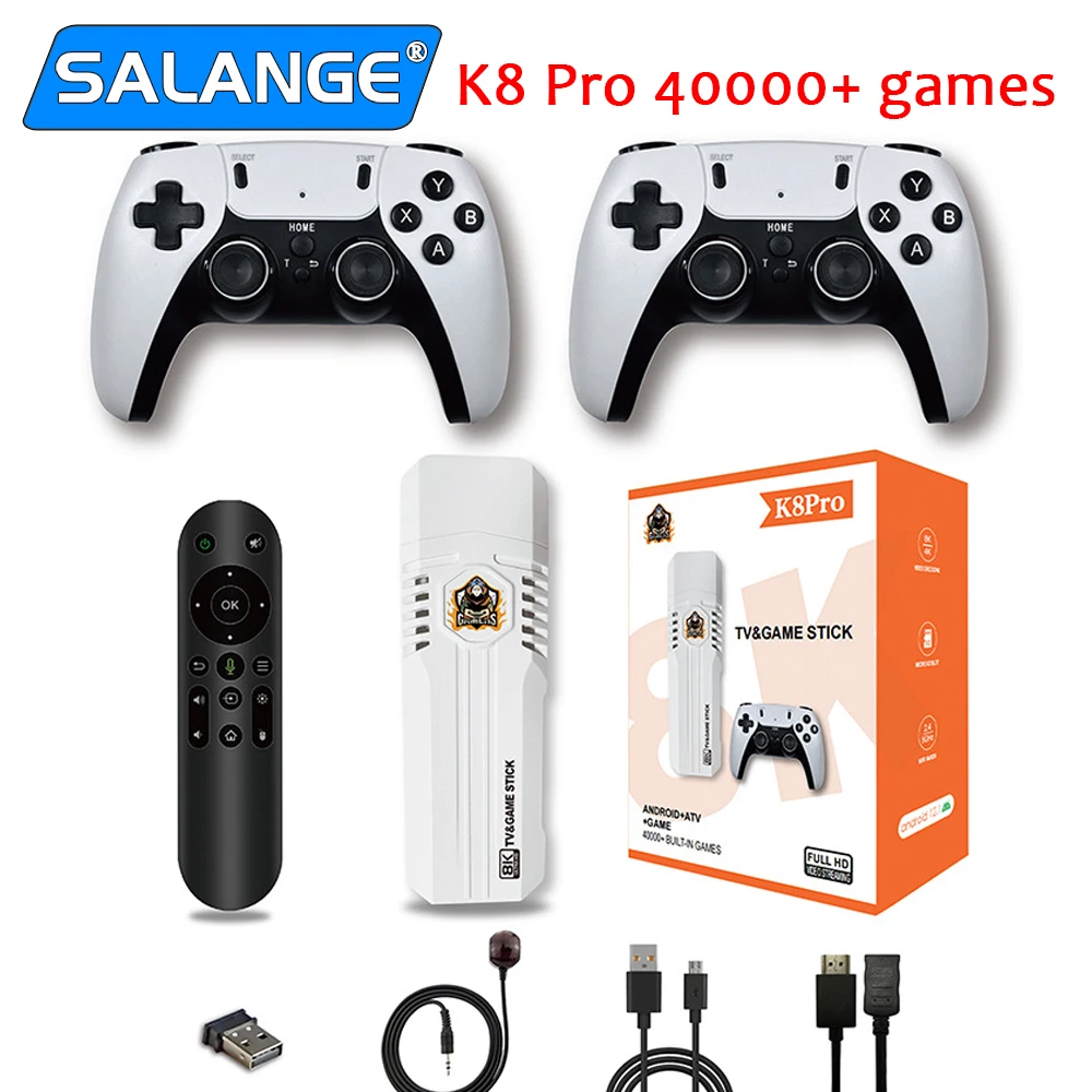 

K8 PRO Game Stick&TV BOX 64G 4K HD Video Game Console Wireless 2.4G Controller Retro Console 40000 Games For PS1 Christmas Gift