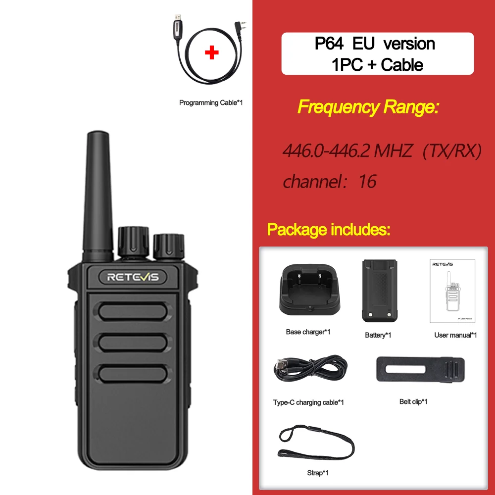 Retevis P4 P64 walkie talkie UHF DMR portofoon Noodcommunicatie Type-C radio voor camping Hamradio Digitaal draagbaar