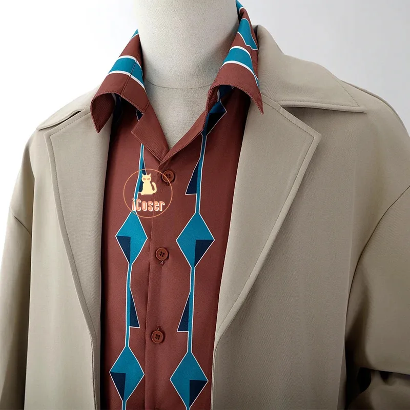 Anime Days Yoichi Nagumo Cosplay Costume Wig Beige Trench Coat Shirt Assassin Taro Sakamoto Halloween Party Women Mena;6'x,9;y'