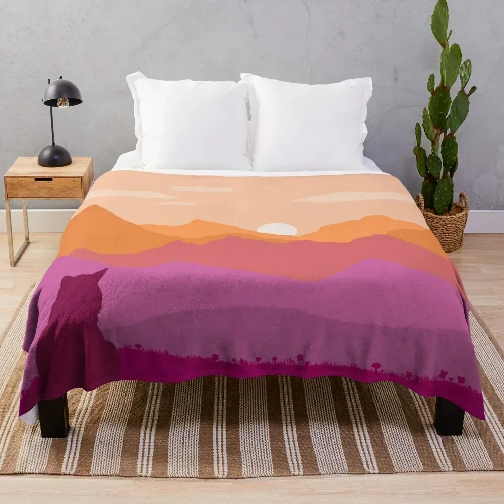 

Lesbian Cat Landscape Throw Blanket Sofa Throw valentine gift ideas Loose Summer Blankets