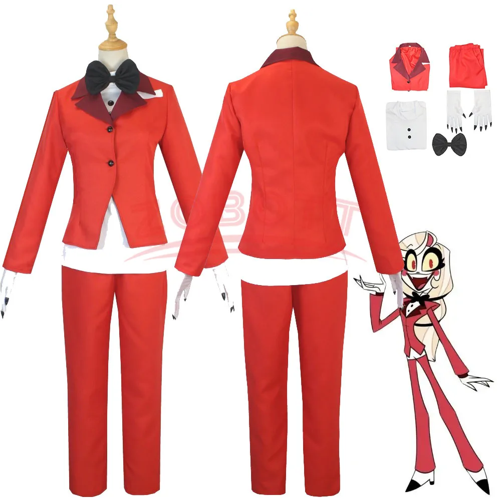 Charlie Morningstar Cosplay Hazzbin Cos Hotel Fantasia Costume Disguise Adult Women Top Pants Outfits Halloween Carnival Suit