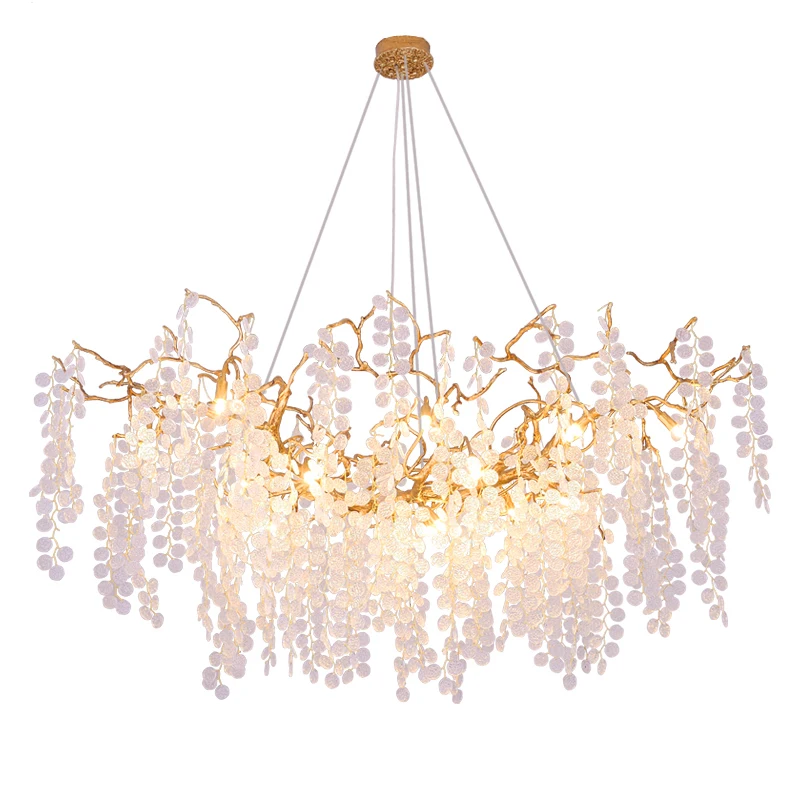 

Yiying Lighting Large Artistic Copper Branches Chandeliers Light Glass tree Lustres living room Villa Chandelier Lighting