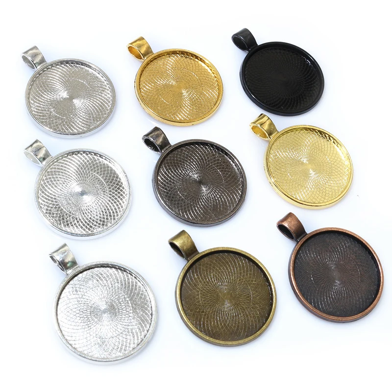 10pcs 25mm Inner Size Pendant Blank Base Setting fit 25mm Round Cabochons Bezel Tray DIY Jewelry Making Accessories