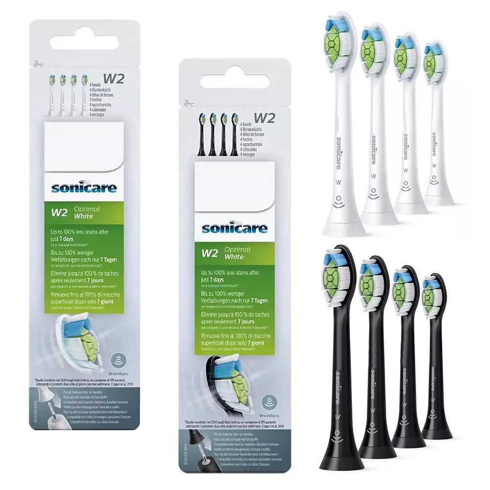 For Philips HX6064 Sonicare W2 4 PCS Toothbrush Heads Replacement Toothbrush Heads Brush Heads White Or Black