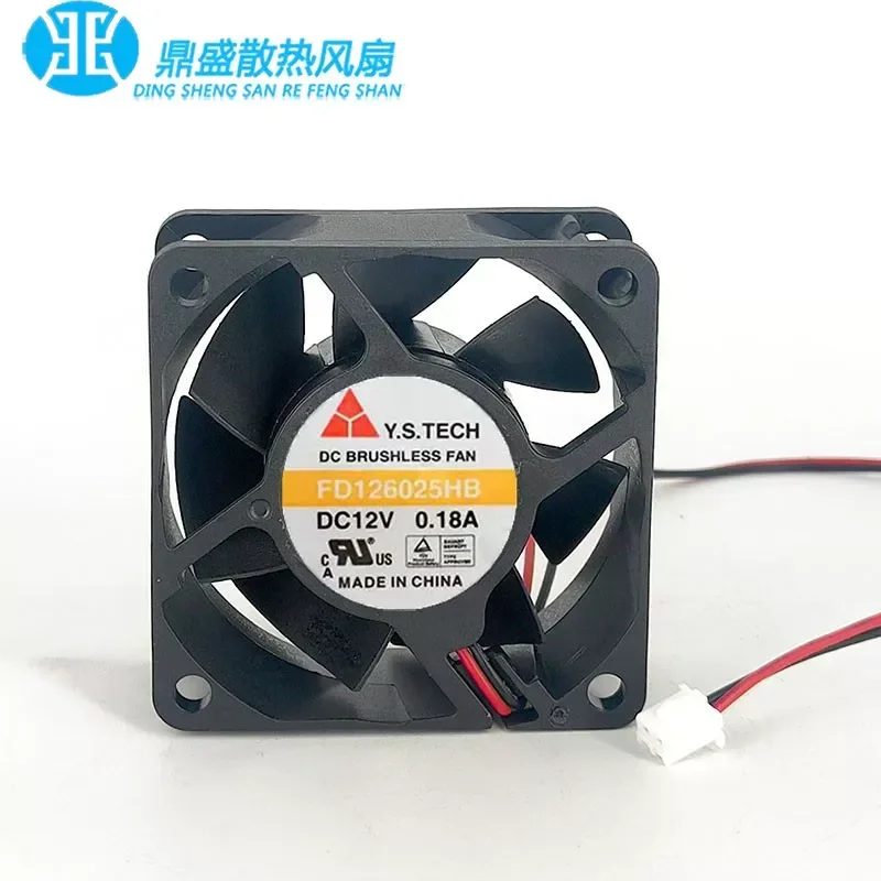 for Wonsan Y.S.TECH FD126025HB 6025 12V 0.18A 6CM Chassis Cooling Fan