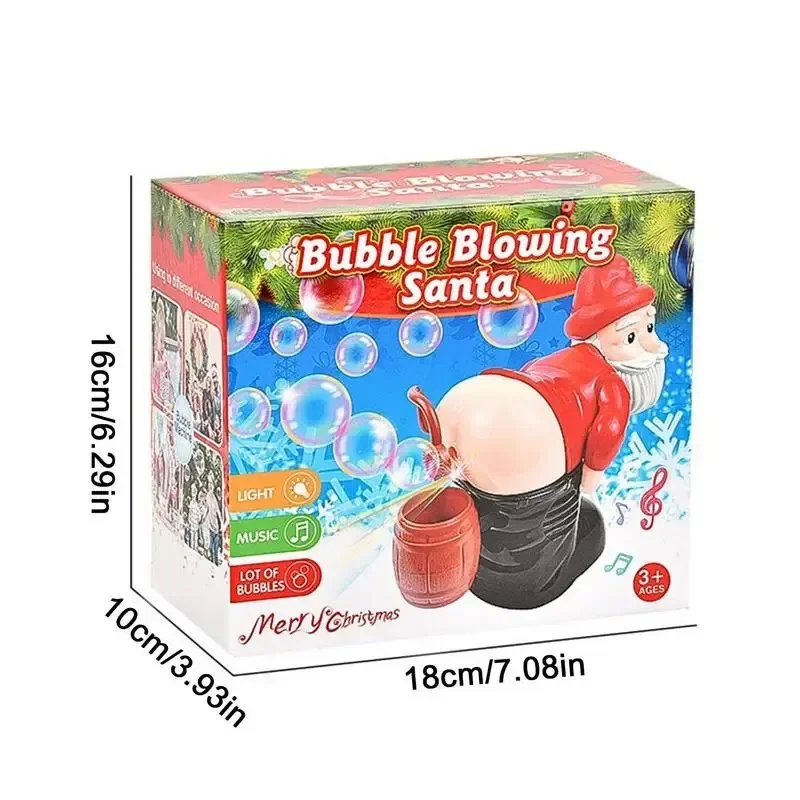 Zabawna maszyna do baniek mydlanych Santa Bubble Toy Electric Santa Butt Dmuchanie baniek z muzyką i światłami Prezent świąteczny dla dzieci