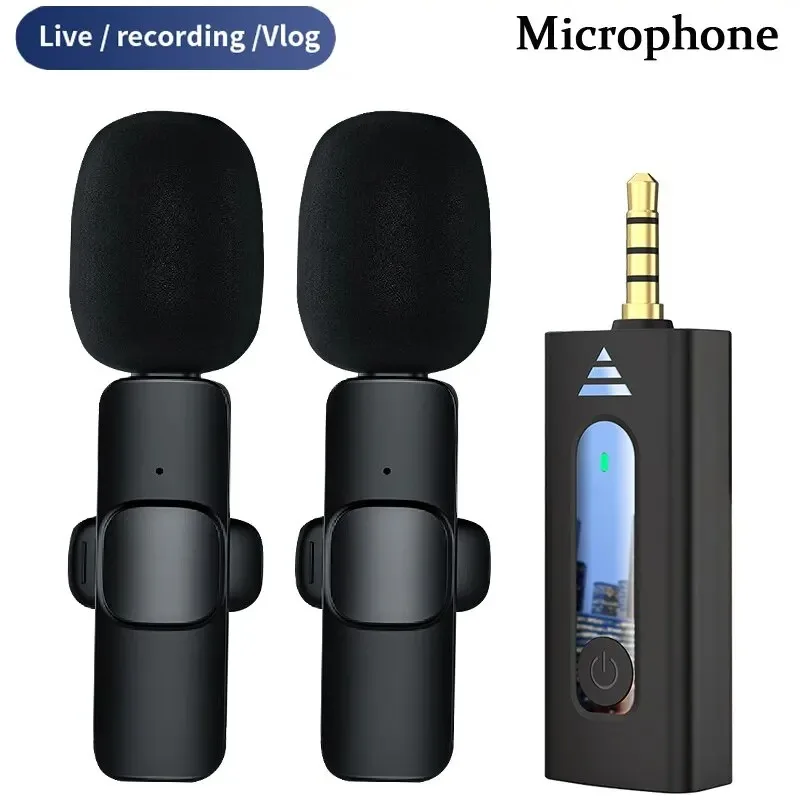 3.5mm Wireless Lavalier Microphone with Cover for Camera Condenser Lapel Mic Speaker Smartphone Recording Mic for Youtube