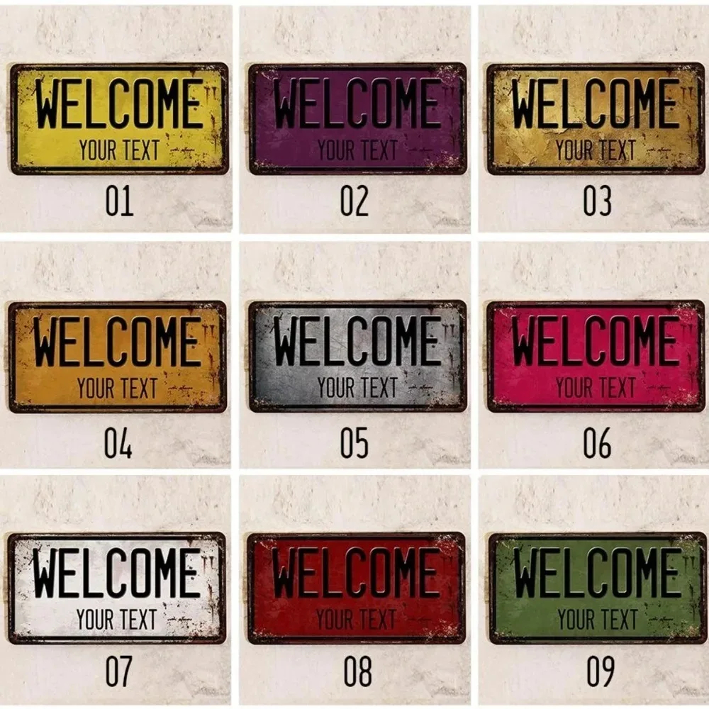 Custom Welcome Metal Sign 15x30cm, 9‑Color Optional Personalized Door Plaque, Front Porch Home Decor Gift, For Decoration Only