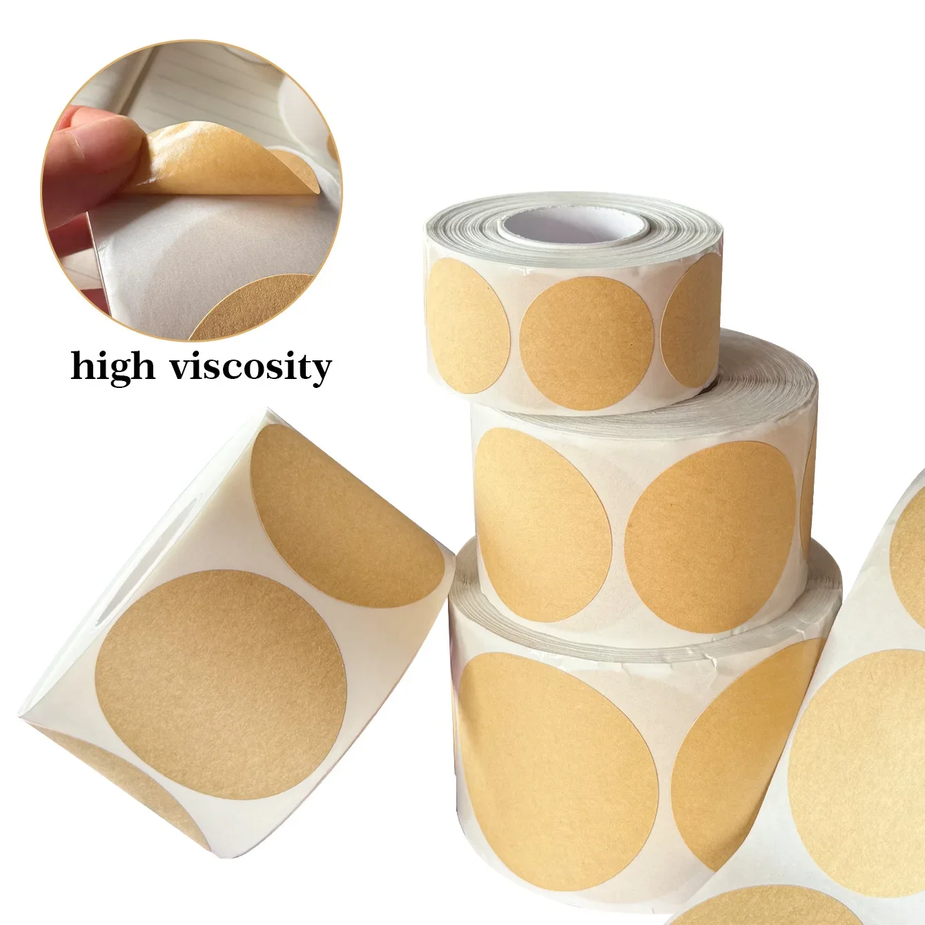 

500 pcs / 1 roll ，kraft round self-adhesive label paper items classification name stickers personalized labels