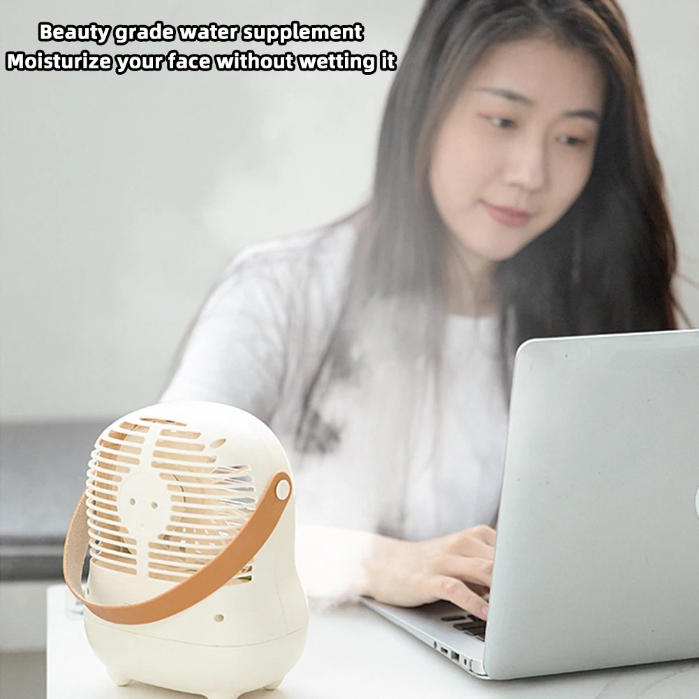 Ventilador inalámbrico de escritorio con pulverizador, ventilador de mesa recargable con batería de larga duración, para sala de estar y oficina