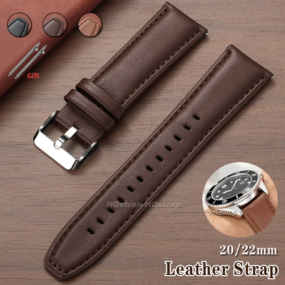 Vintage Cowhide Leather Watch Strap 20mm 22mm for Rolex for Omega Universal Bracelet Quick Release Wrist Band Business Watchband