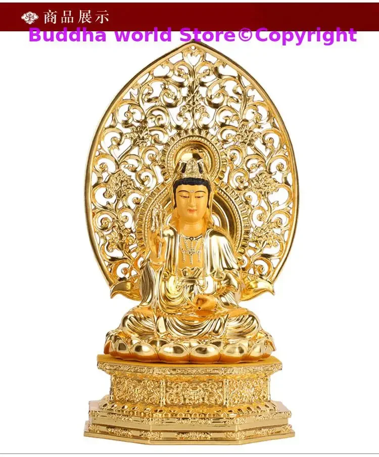 TOP gilding gold Royal BUDDHA figure HOME SAFE protection SHOP LUCKY Prosperity Goddess Guan yin GOD Avalokitesvara buddha