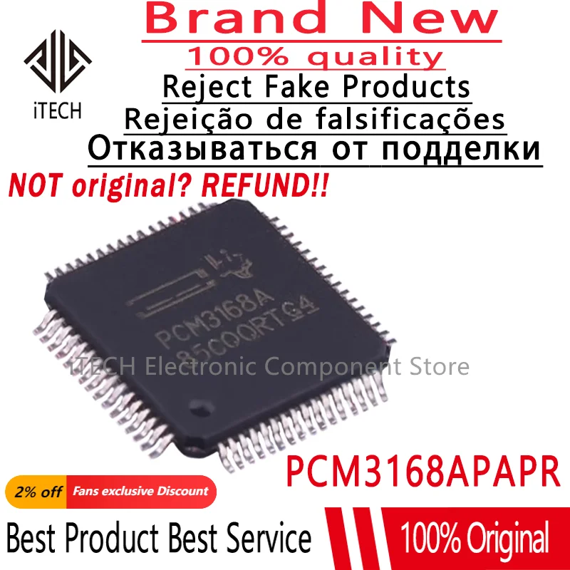 1pcs Original and Genuine PCM3168APAPR PCM3168A QFP-64 100%  IC Chipset