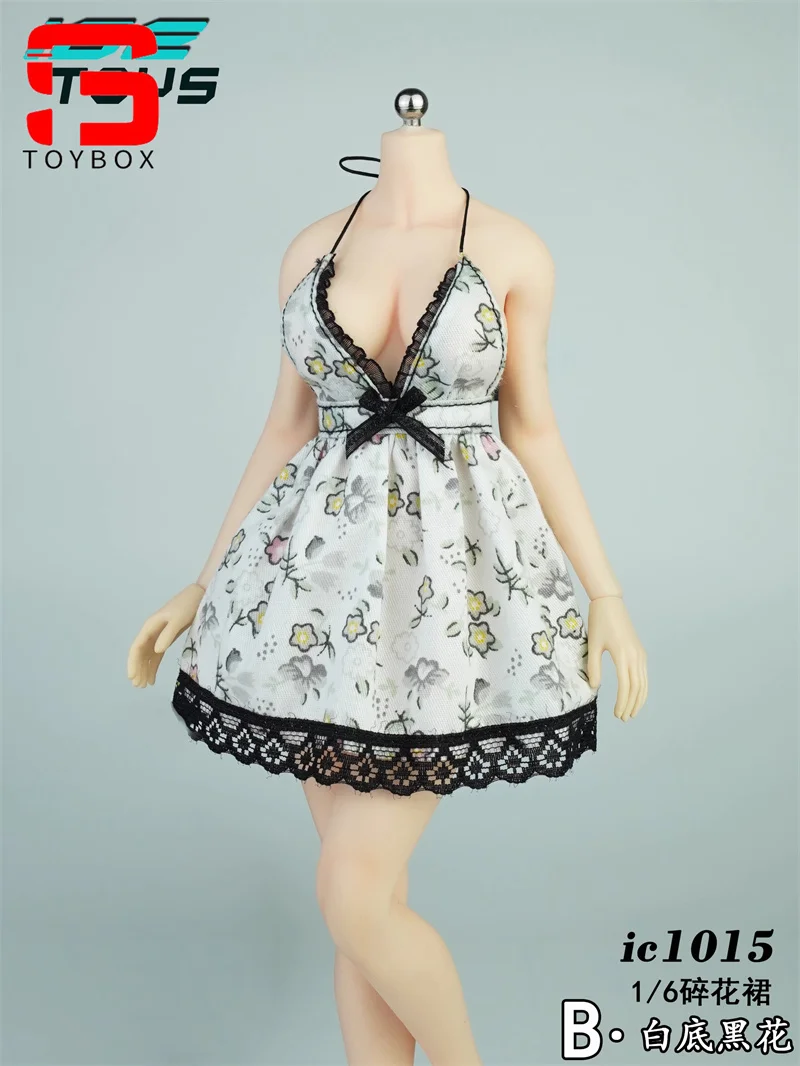ICE TOYS ic1015 1/6 femme licou imprimé robe profonde V jupe courte vêtements modèle adapté 12 ''soldat figurine corps poupées