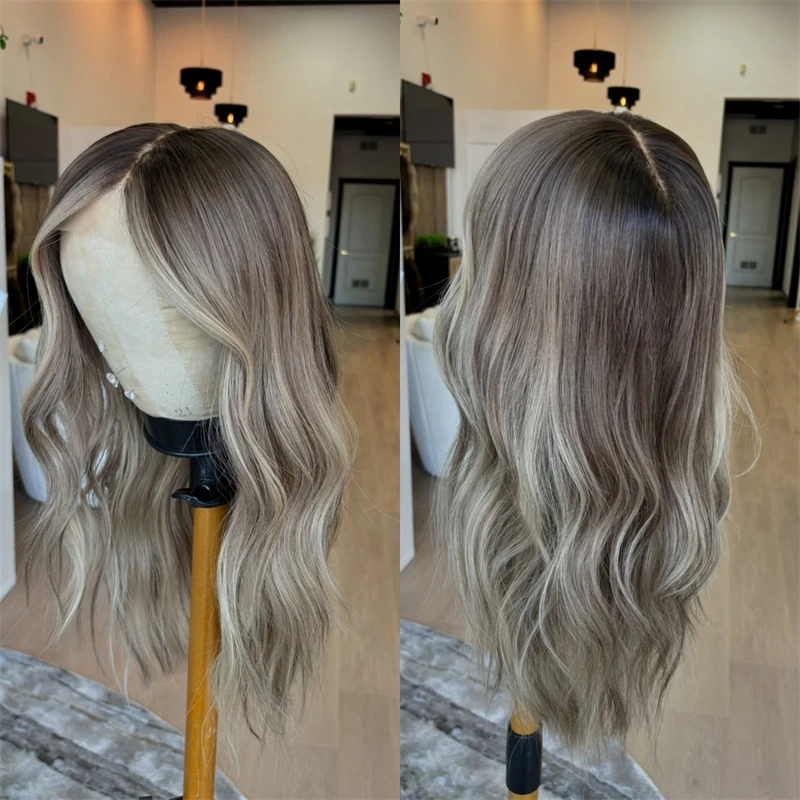 

Natural Hair 13x4 Brown Highlights Ash Blonde Wig for Women Curly Wavy Wig Natural Look Synthetic Heat Resistant Fiber Wig Sale