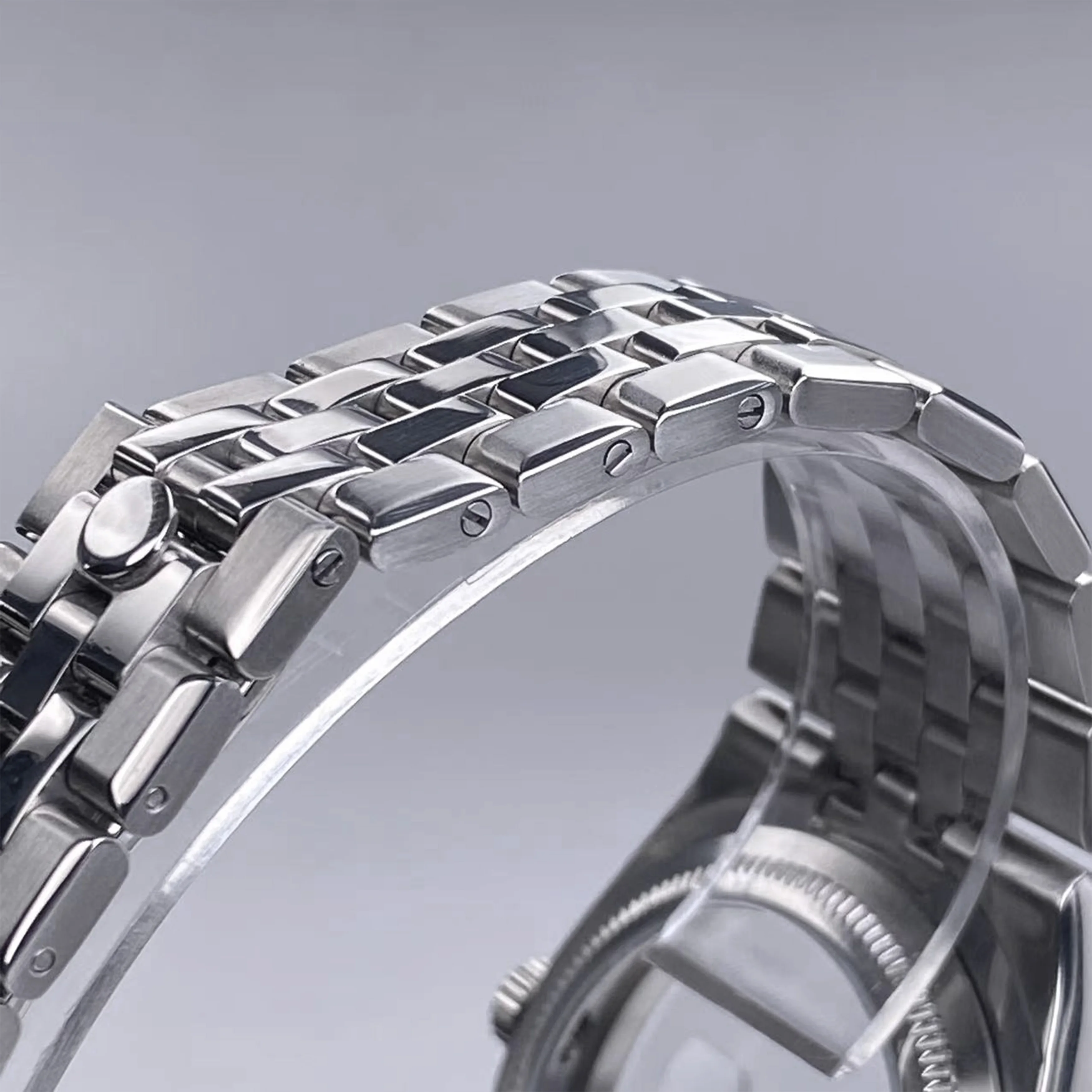 NH35 39,5 mm para caixa de relógio Land-Dweller com pulseira de vidro safira aço inoxidável 33,8 mm mostrador adequado para peça de reposição de movimento NH35