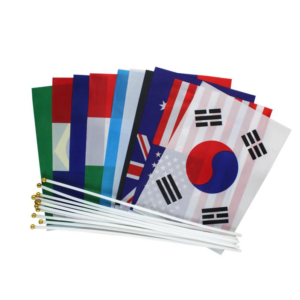 50Pcs Mini Hand Held Stick Flags Lightweight Long-Lasting Country Flags for Bar Garden Event Decorations