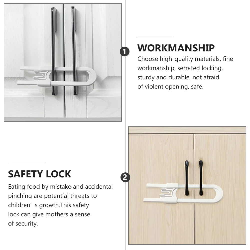 

4 Pcs Safety Locks for Cabinet Drawer Sliding U Shaped Childproof Latch Kids Baby Proofing Home Security Accessories
