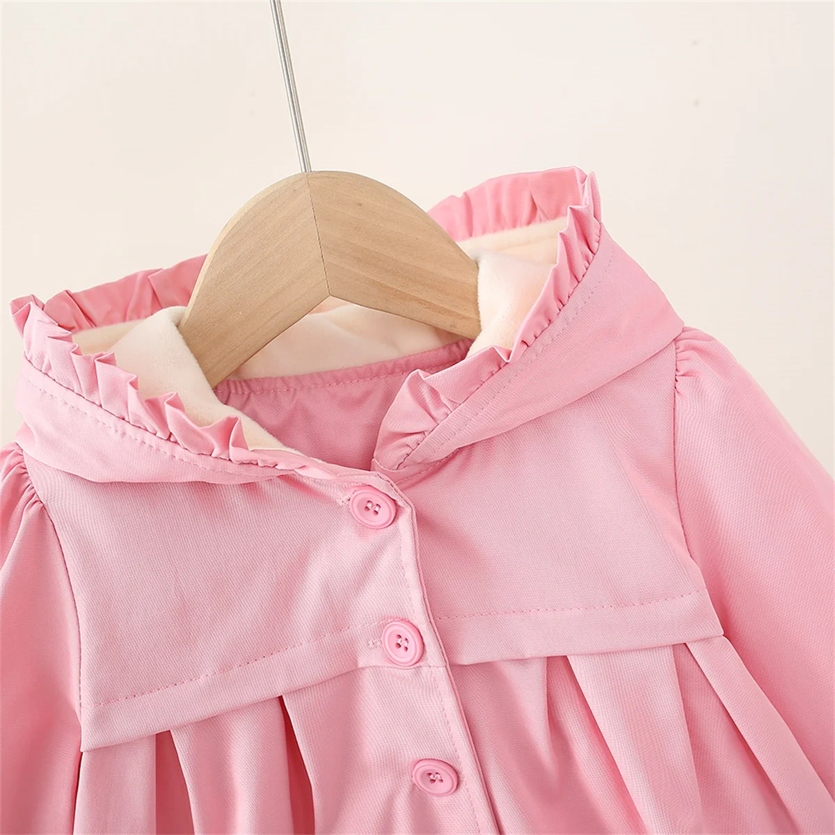 Spring And Autumn Girls\' Coat Cute Hoodie Solid Color Girls\' Windbreaker Jacket Baby Girls\' Clothing