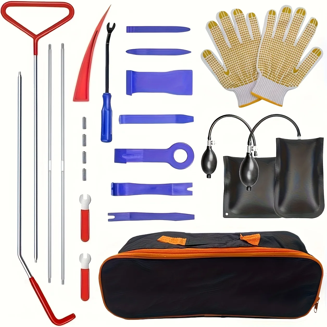 

New Open Car Door Tool Kit Inflatable Air Pump Auto Window Door Open Fixing Gripper Tools Long Reach Kits, Without Battery