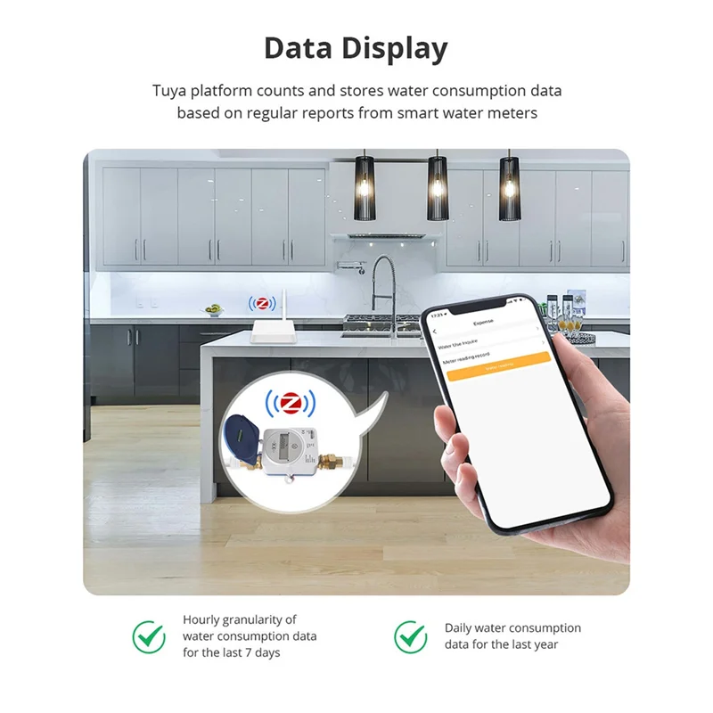 

-MEOF Tuya Zigbee Smart Ultrasonic Water Meter Dn20mm LCD Display Water Flow & Consumption Monitoring IP68 Waterproof