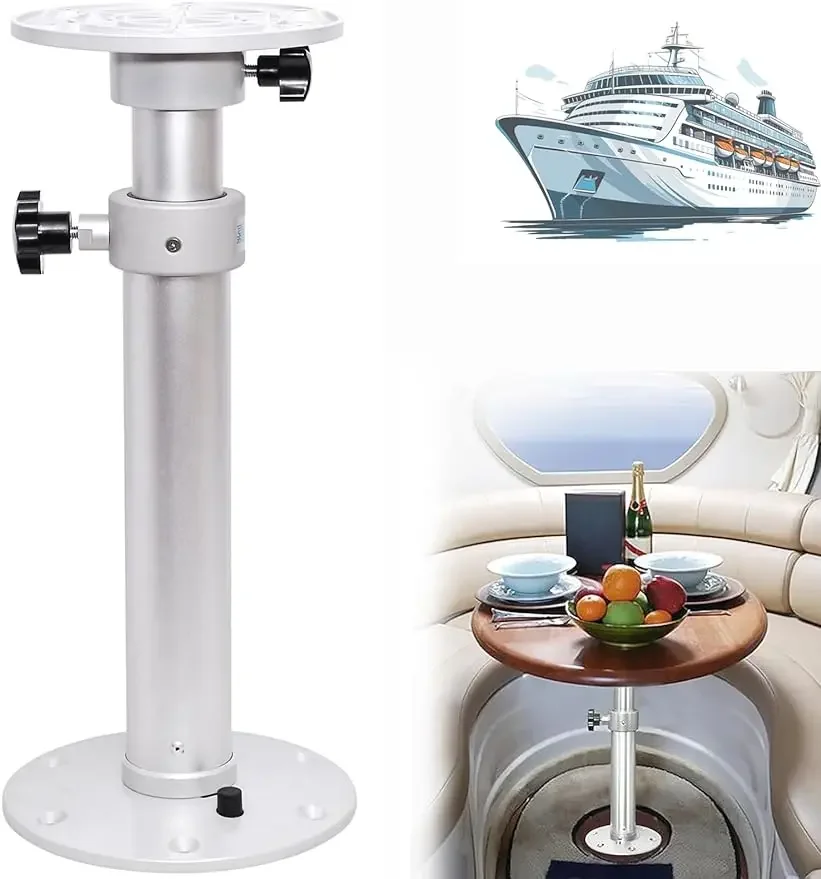 Adjustable Table Pedestal Detachable Table Base Stand Leg Base Mount Kit Compatible with Boat Yacht RV Motorhome Caravan