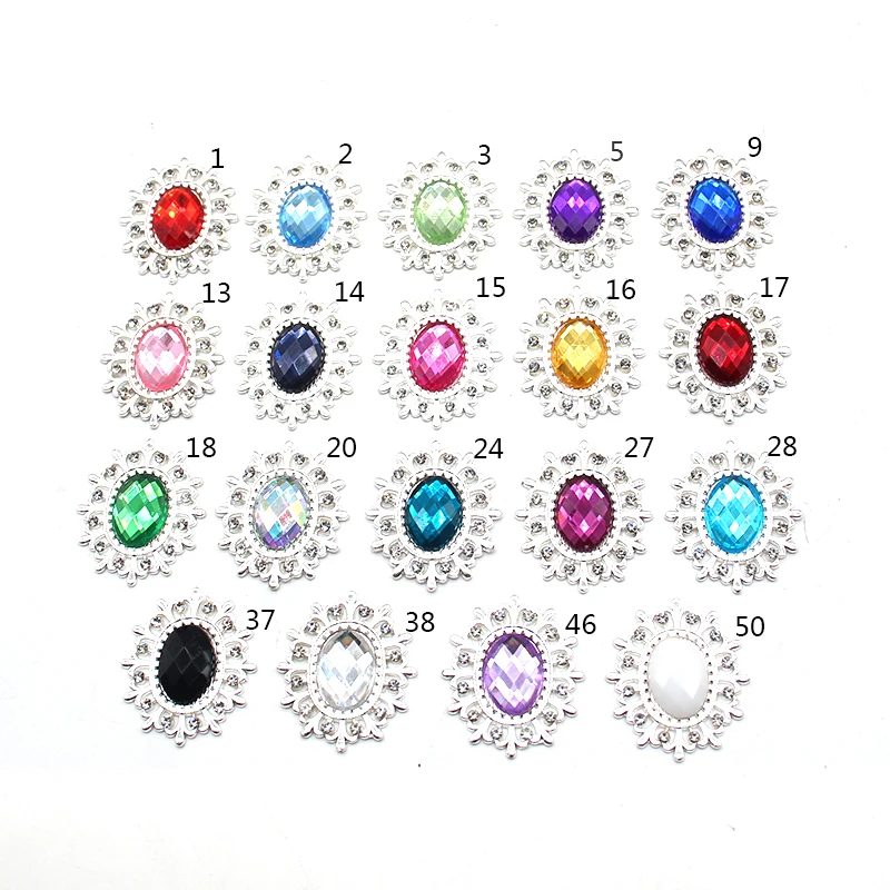 10Pcs 25*30MM DIY Alloy Accessories Snap Flatback Sewing Button for Clothing Decorative Rhinestone Costume Jewelry Accessories