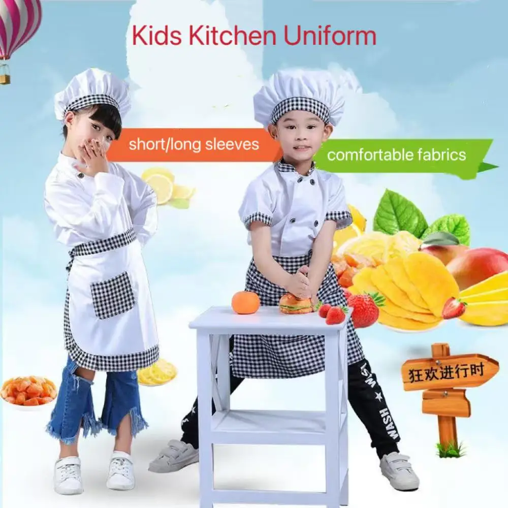 

Novelty Kids Chef Cosplay Costume Kitchen Roleplay Uniform Stage Restaurant Suit Halloween Waiter Waitress Suit Boys Girls COS