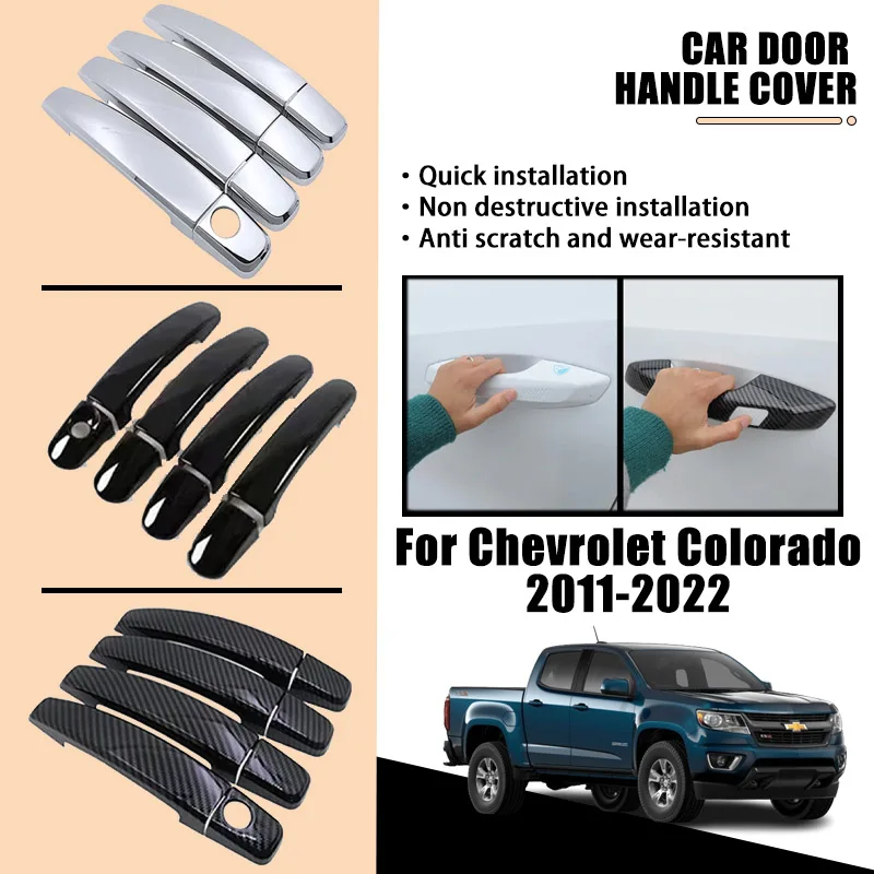 

Door Handle Covers For Holden Chevrolet Colorado RG S10 2011-2022 Carbon Fiber Chrome Car Accessories Catch Rustproof Stickers