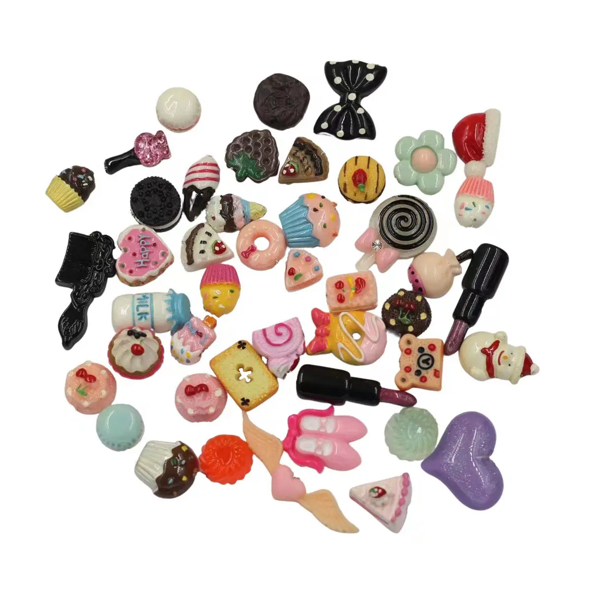 100 Stück Gemischte Größen Mehrfarbige Harz-Bonbon-Kuchen-Herz-Anhänger 5-60mm DIY Schmuck Bastelzubehör Handwerksmaterialien – Detail 2