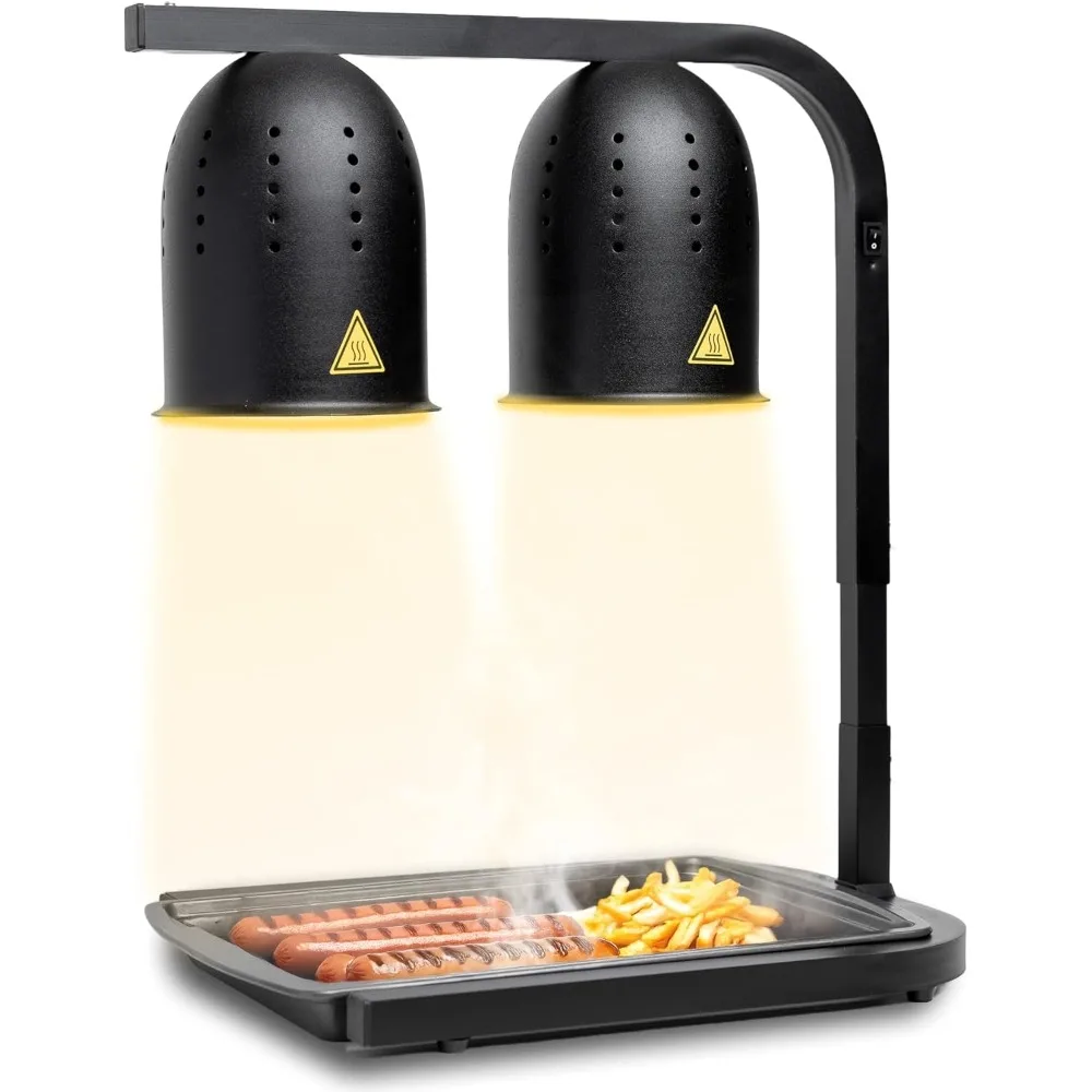 

DL2112 Commercial Grade Food Heat Lamp, Portable Electric Food Warmer, 2-Bulb 500W with Free-Standing, Black