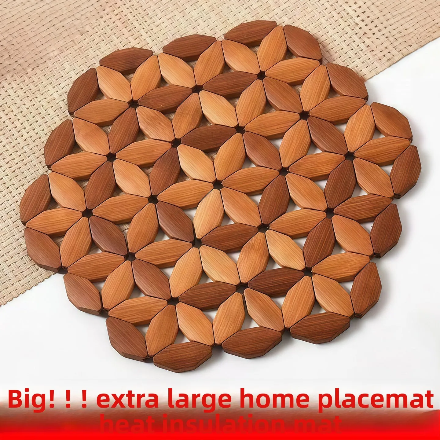 Bamboo Heat Insulation Mat, Heat Resistant Anti-Scald Table Placemat for Bowls & Plates