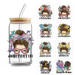 Teacher Design UV DTF Cup Wrap Decals,UV DTF Transfer Stickers For 16Oz Glass Bottles,Mugs,Glass Bottles Jars,Gifts for Teacher