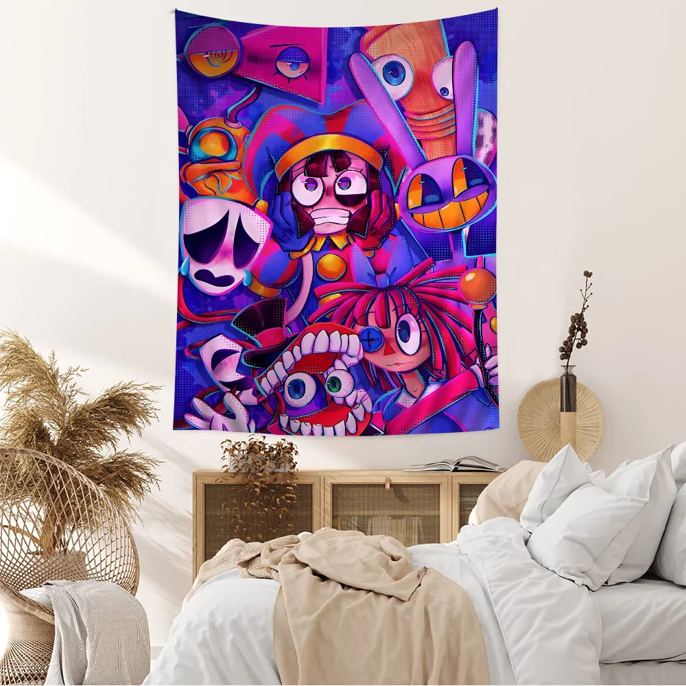 Cartoon The Amazing Digital C-Circus Vintage Colorful Tapestry Wall Hanging Hanging Tarot Hippie Wall Rugs Dorm Home Decor