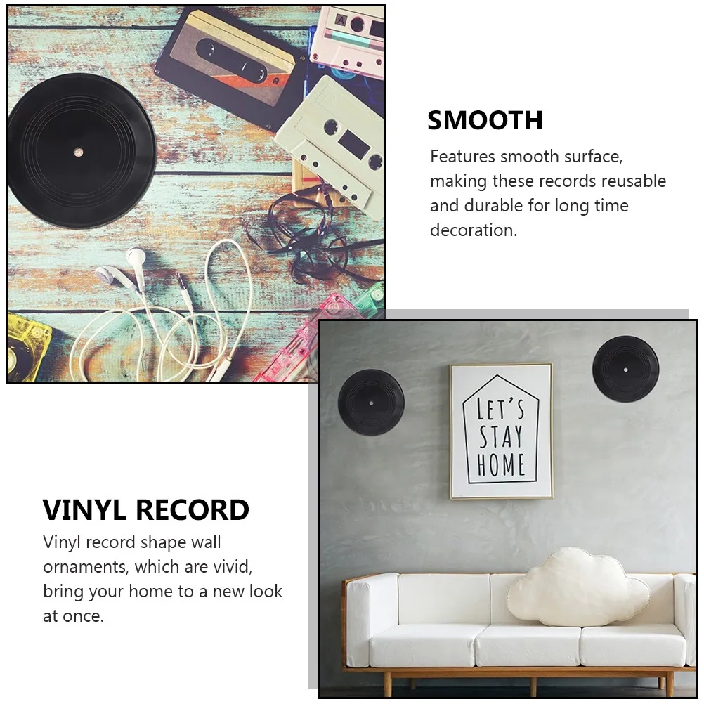 6Pcs Vintage Style Decorative Vinyl Records Wall Ornaments for Disco Bar Home Party Retro Vinyl Records Decor Interior
