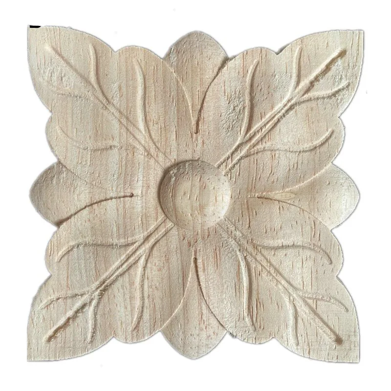 4-10cm de madeira apliques carving frame para móveis armário porta cama náutica casa decoração estatueta de madeira padrão flor carve