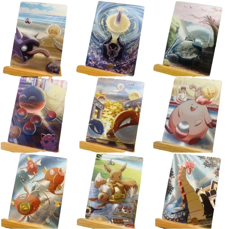 Gyarados 9Pcs Flash Card Snorlax Eevee Magikarp Chansey Ptcg First Generation Diy Action Toy Figures Anime Game Collection