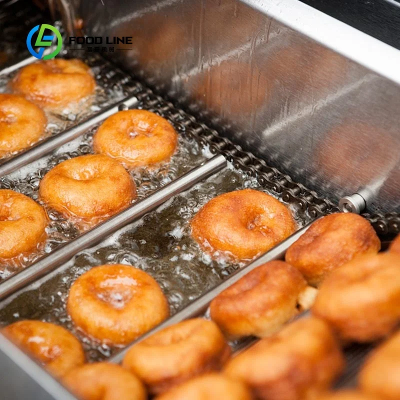 Customized automatic doughnut deep fryer bakery donut manufacturing machine for confectionery shop mobile Europe market
