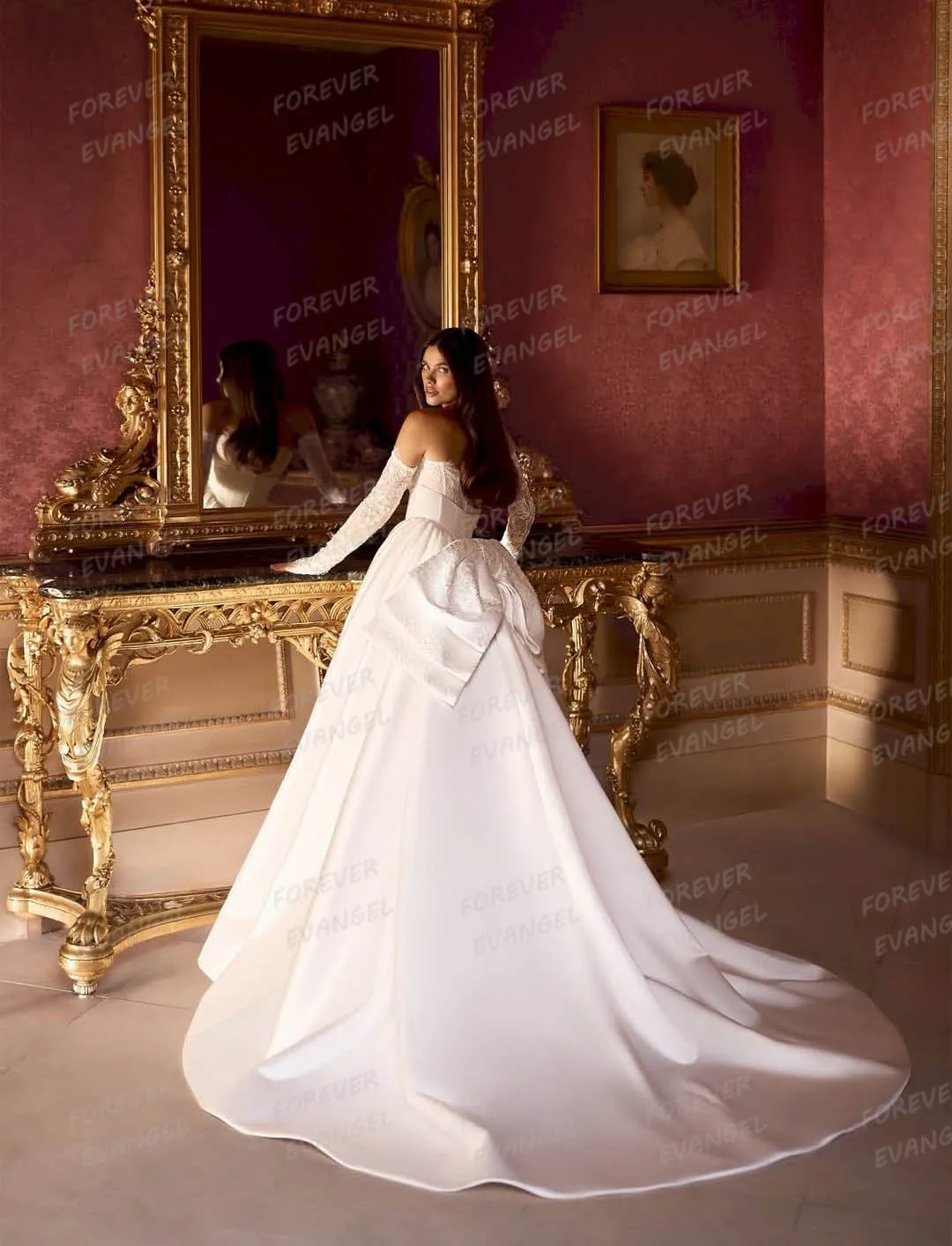 Simple Sweetheart Wedding Dresses Woman's A Line Lace Long Sleeve Satin Bride Gowns Backless Formal Customized Vestidos De Novia