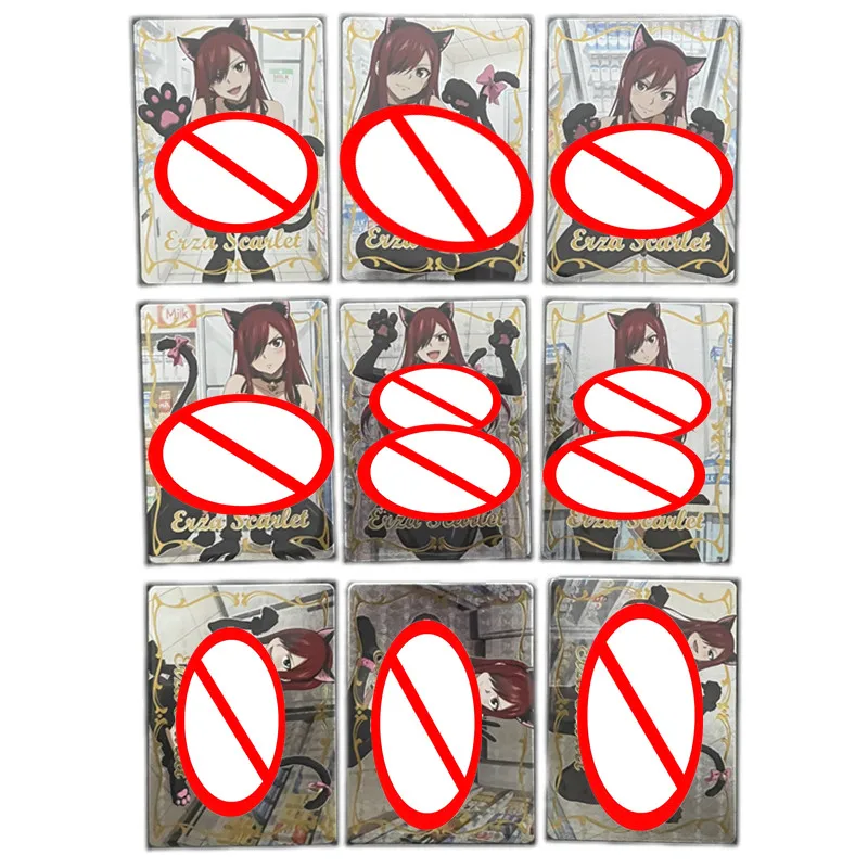 9pcs/set Sexy Card FAIRY TAIL Erza Scarlet Anime Goddess Nude Card ACG 18+ Comic Collection Card Adult Game Toy Fan Gift