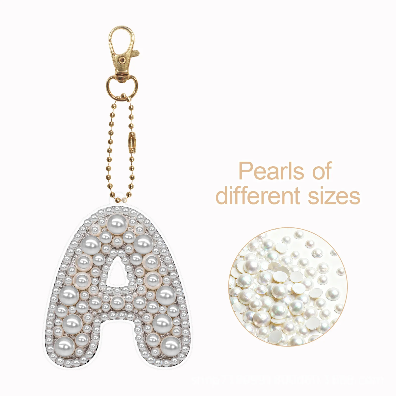 Custom Initial Letter A DIY Pearl Rhinestone Keychain Kit Mixed Size Pearls Handmade Alphabet Pendant Bag Charm Personalized Nam